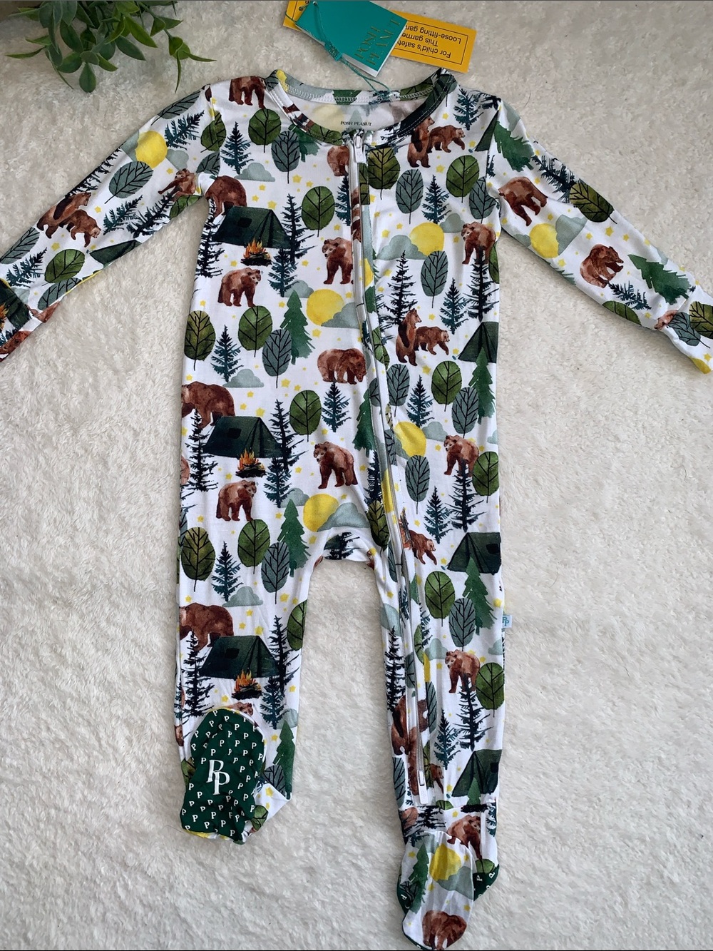NWT Posh Peanut Archer Footie 18-24M Bears Forest